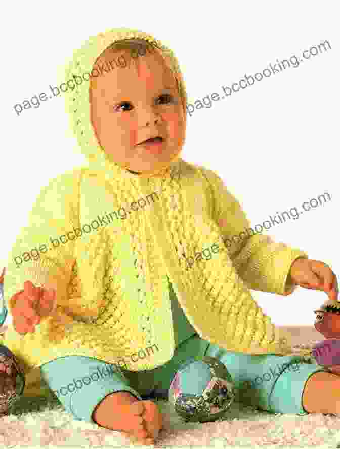 A Heartwarming Image Of A Baby Wearing A Knitted Matinee Jacket, Hat, And Blanket, Crafted With Love Using Knitting Pattern Kp82. Knitting Pattern KP82 Baby Matinee Jacket Hat And Blanket Afghan USA Terminology