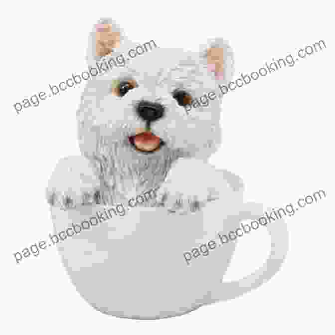A Knitted Tea Cosy In The Shape Of A West Highland Terrier Dog, Sitting On A Teacup Tea Cosy Knitting Pattern For West Highland Terrier (Westie) Dog
