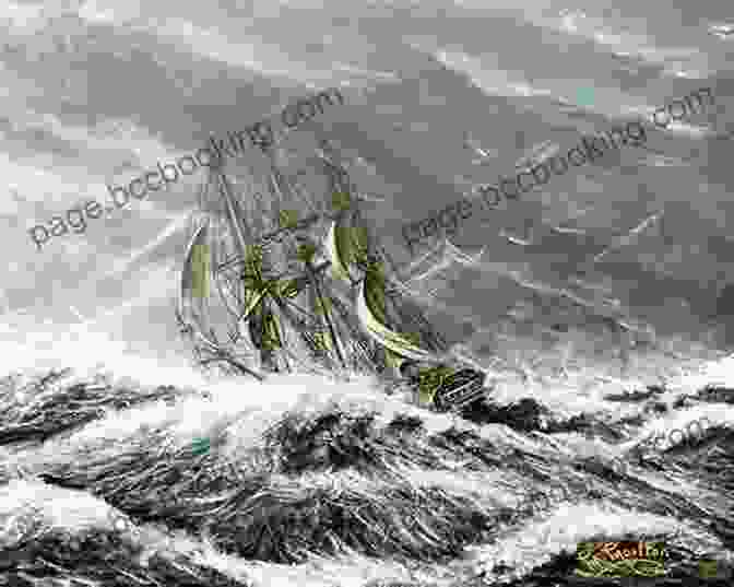 A Painting Of A Tall Ship Sailing Through Stormy Seas. Faker Richard Henry Dana