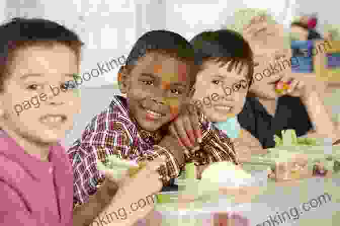 Group Of Children Enjoying A Healthy And Colorful Meal. Home For Dinner: Mixing Food Fun And Conversation For A Happier Family And Healthier Kids