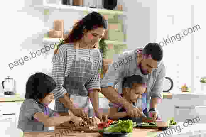 Parents And Children Cooking Together In The Kitchen. Home For Dinner: Mixing Food Fun And Conversation For A Happier Family And Healthier Kids