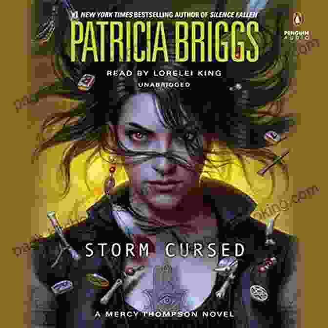 Storm Cursed: Mercy Thompson Novel 11 Book Cover Featuring Mercy Thompson Holding A Sword In A Stormy Setting Storm Cursed (A Mercy Thompson Novel 11)